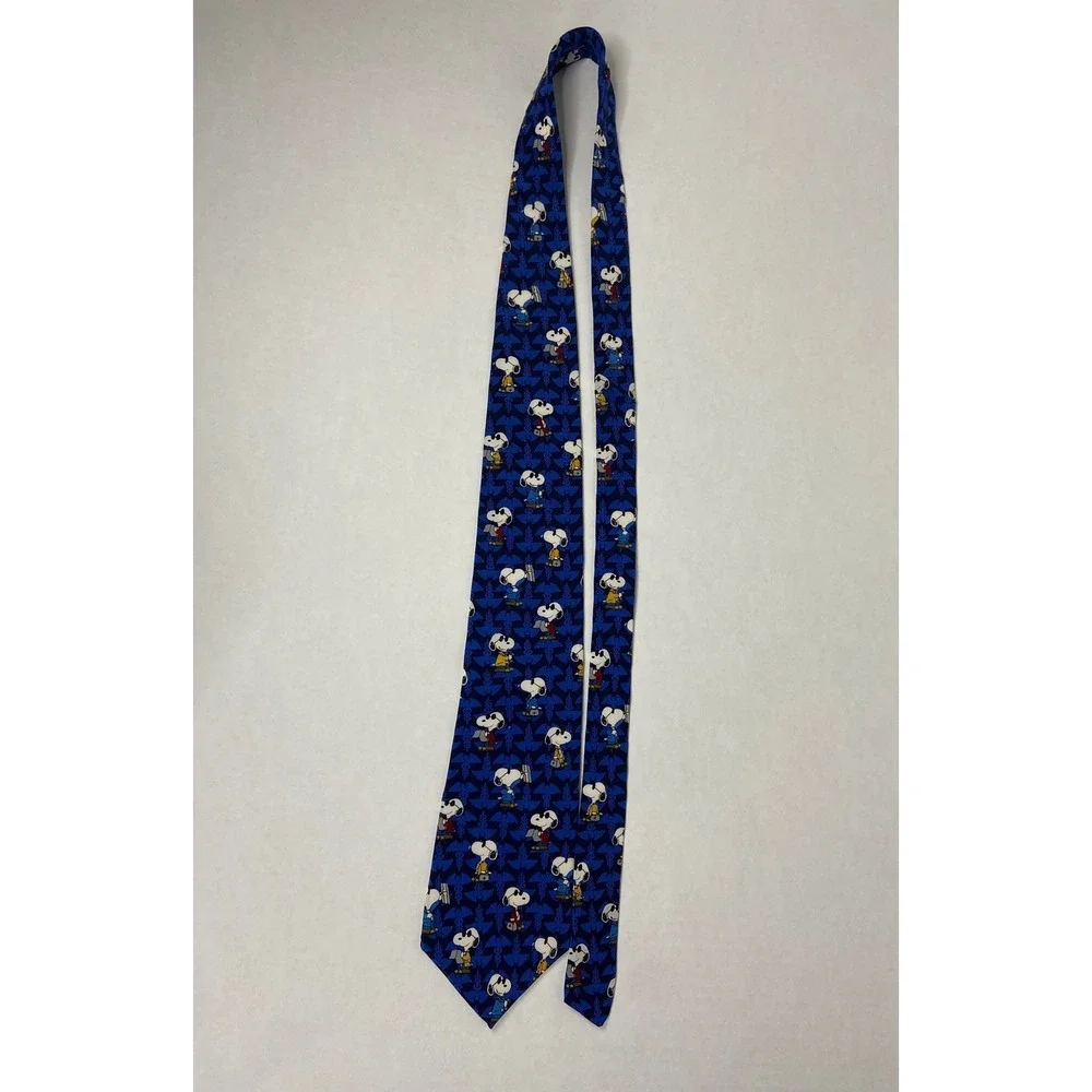 Vintage Snoopy Peanuts Medical Doctor Silk Tie‎ Blue Open Wide Woof RN USA